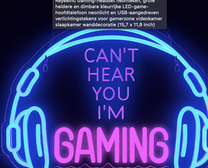 TECTED™ I’m Gaming Neon Bord – Stijlvol Licht voor je Gaming Setup of Slaapkamer