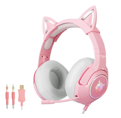 TECTED™ Kitty RGB Gaming Headset – Roze met Kattenoortjes