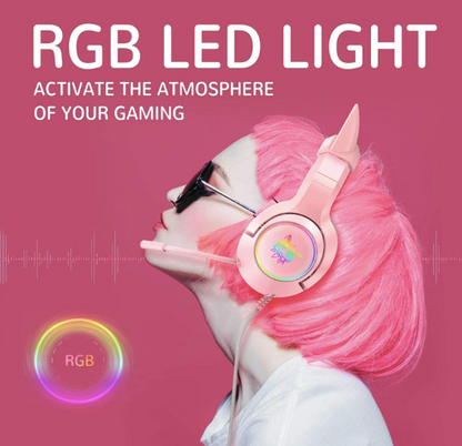 TECTED™ Kitty RGB Gaming Headset – Roze met Kattenoortjes