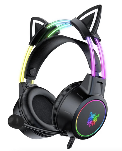 TECTED™ Kitty RGB Gaming Headset – Zwart met Kattenoortjes