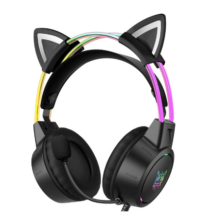 TECTED™ Kitty RGB Gaming Headset – Zwart met Kattenoortjes