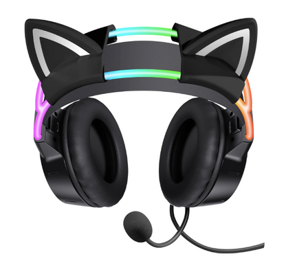 TECTED™ Kitty RGB Gaming Headset – Zwart met Kattenoortjes
