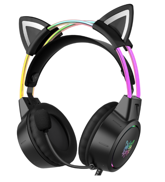 TECTED™ Kitty RGB Gaming Headset – Zwart met Kattenoortjes