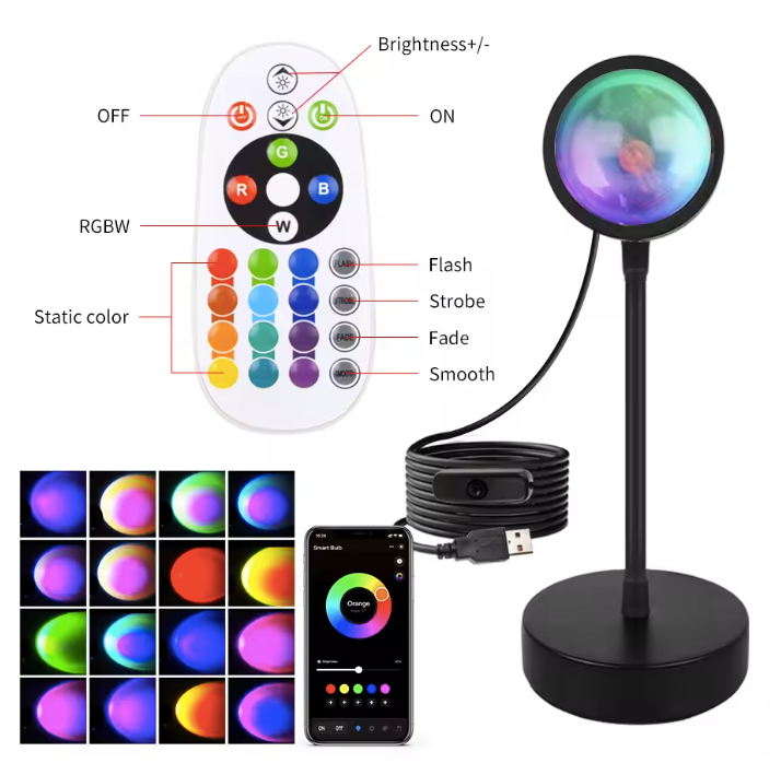TECTED™ Motion Sunset Lamp – App & RGB Projectie
